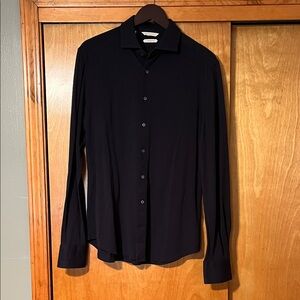 Suitsupply Black Knit spread collar Dress Shirt 16.5 slim fit